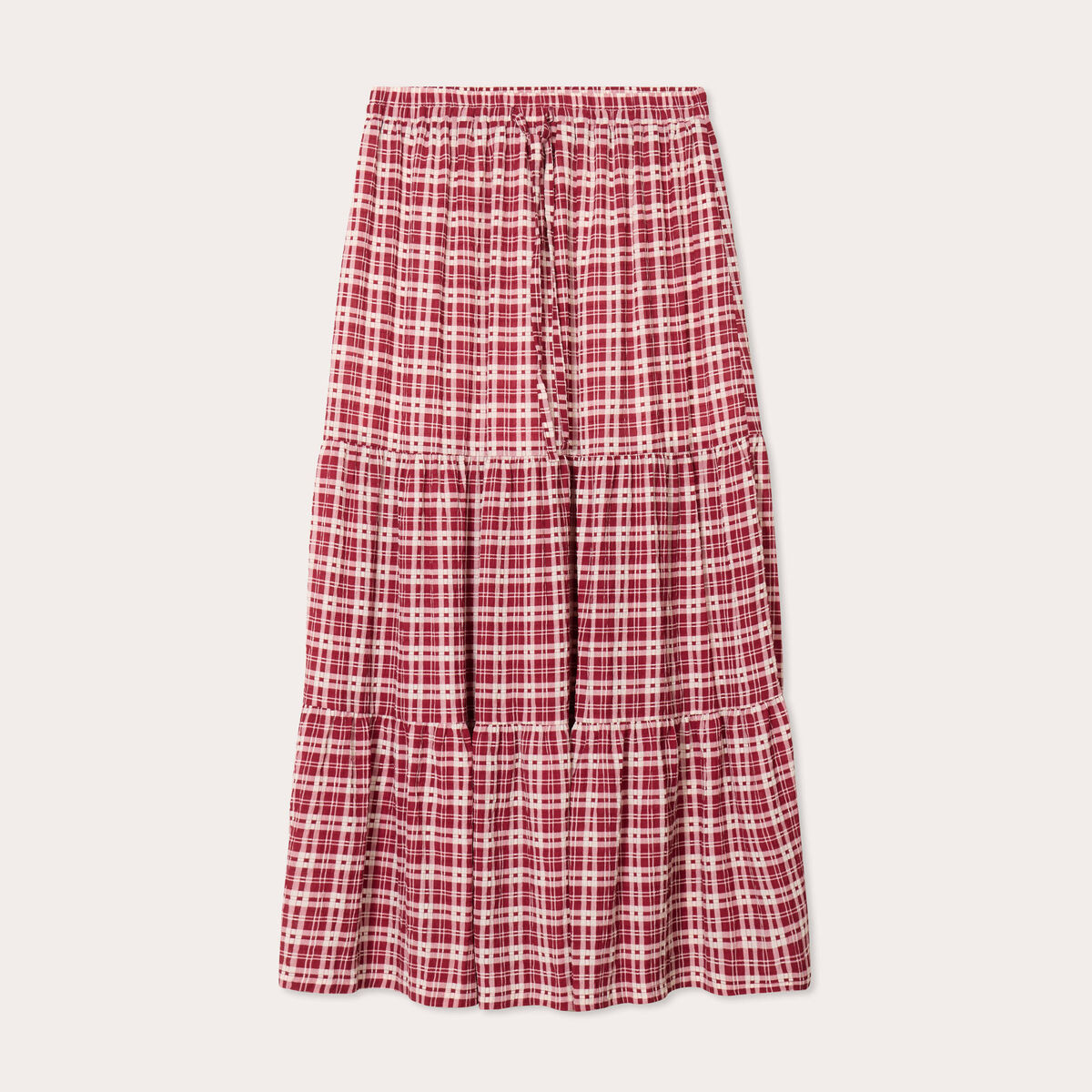 Jupe longue trapèze bordeaux femme