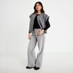 Gilet oversize sans manches col rond gris clair femme