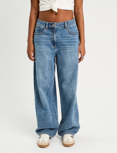 Jeans baggy taille haute denim double stone femme