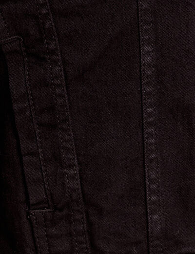 Veste droite boutonnée en jean noir femme