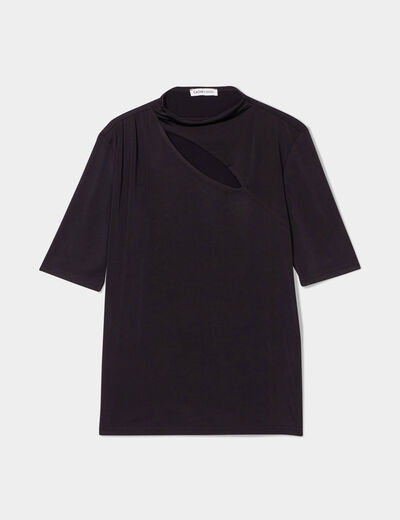 T-shirt avec ouverture noir femme