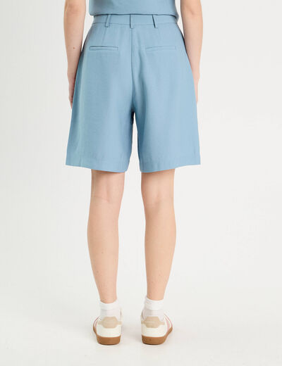 Bermuda droit pinces bleu gris femme