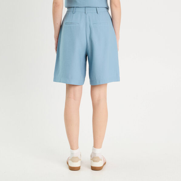 bermuda droit pinces bleu gris femme Bermuda droit pinces bleu gris femme