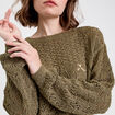 Pull manches longues vert foncé femme