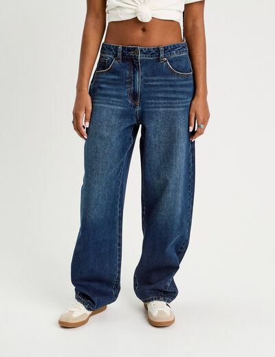 Jeans baggy taille haute denim stone femme