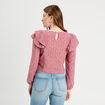 Blouse brodée avec volants vieux rose femme