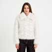 Veste oversize col tailleur beige femme