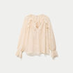 Blouse droite manches longues col rond ecru femme