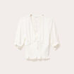 Blouse manches courtes smockée blanc femme