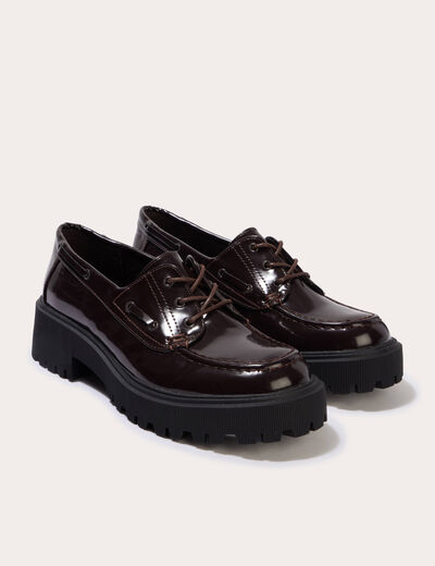 Mocassins &agrave; talon marron fonc&eacute; femme