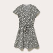 Robe courte &eacute;vas&eacute;e col v manches courtes noir femme
