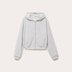 Sweat &agrave; capuche manches longues gris clair femme