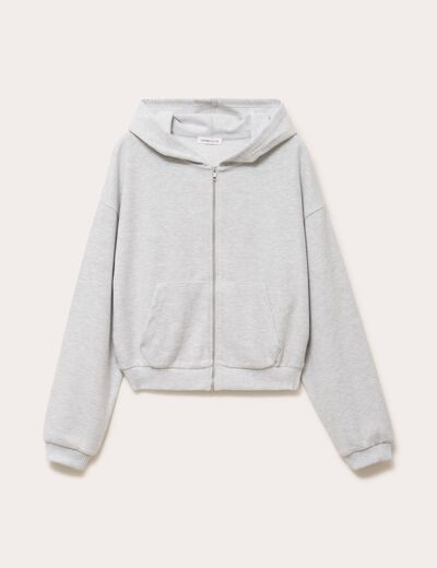 Sweat à capuche gris chiné coton & polyester - modèle Meygal - FAGUO