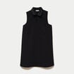 Robe droite courte col chemise clout&eacute;e noir femme