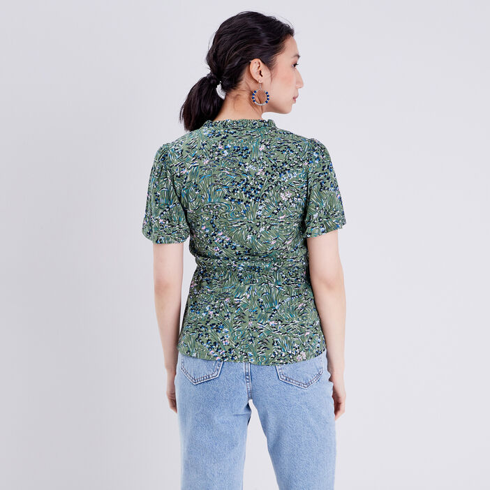 Blouse manches courtes vert pastel femme