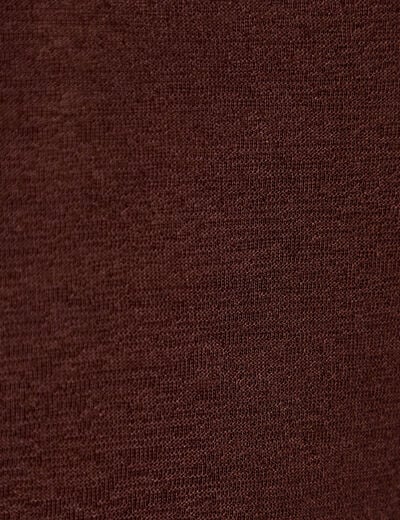 T-shirt macram&eacute; col rond marron fonc&eacute; femme