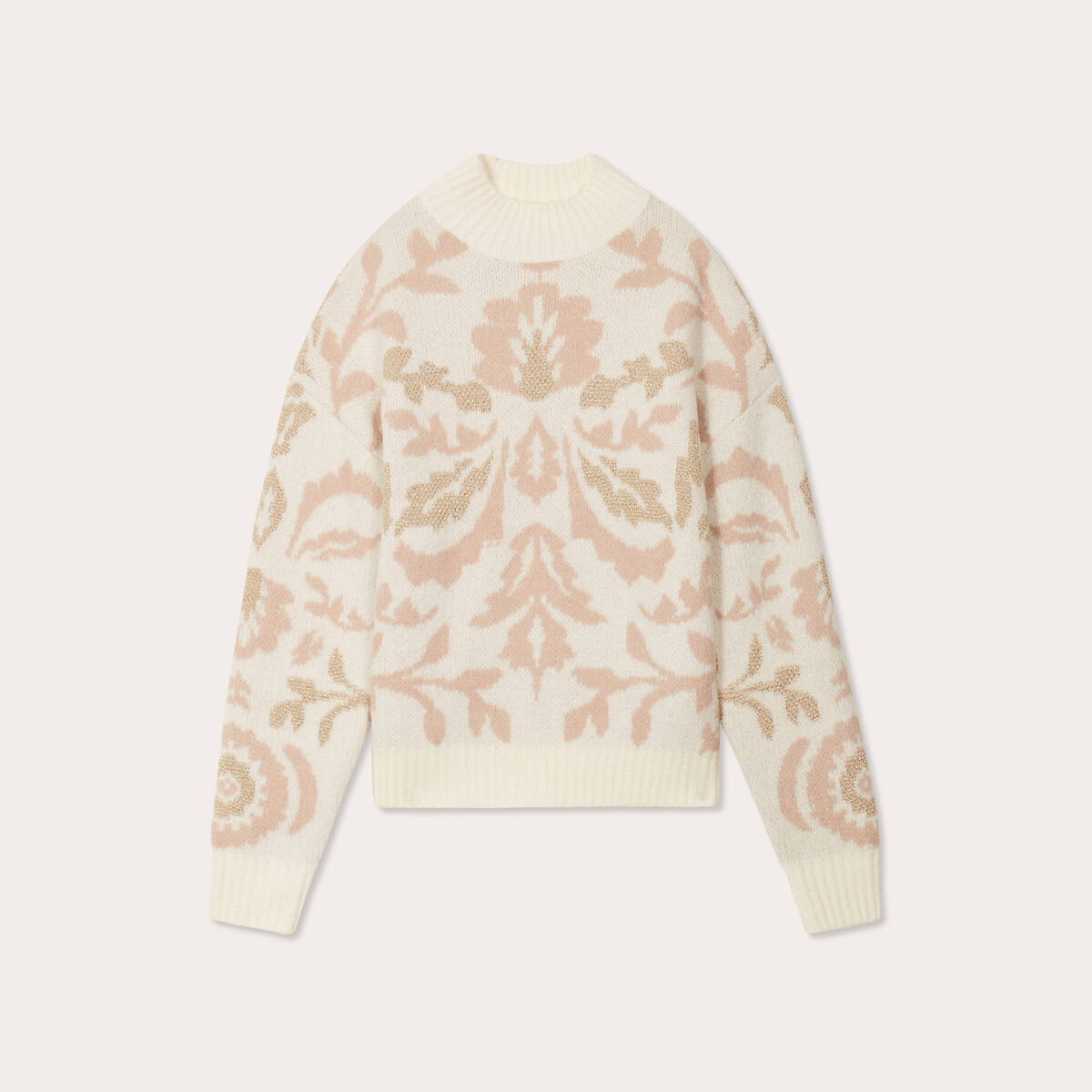 Pull col montant ecru femme