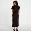 Robe longue &eacute;vas&eacute;e col v satin&eacute;e noir femme