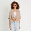 Blouse nou&eacute;e cropped beige femme