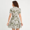 Robe chemise évasée vert femme