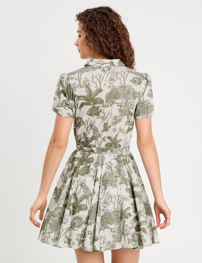 Robe chemise évasée vert femme