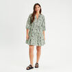 Robe évasée manches 3/4 bleu femme
