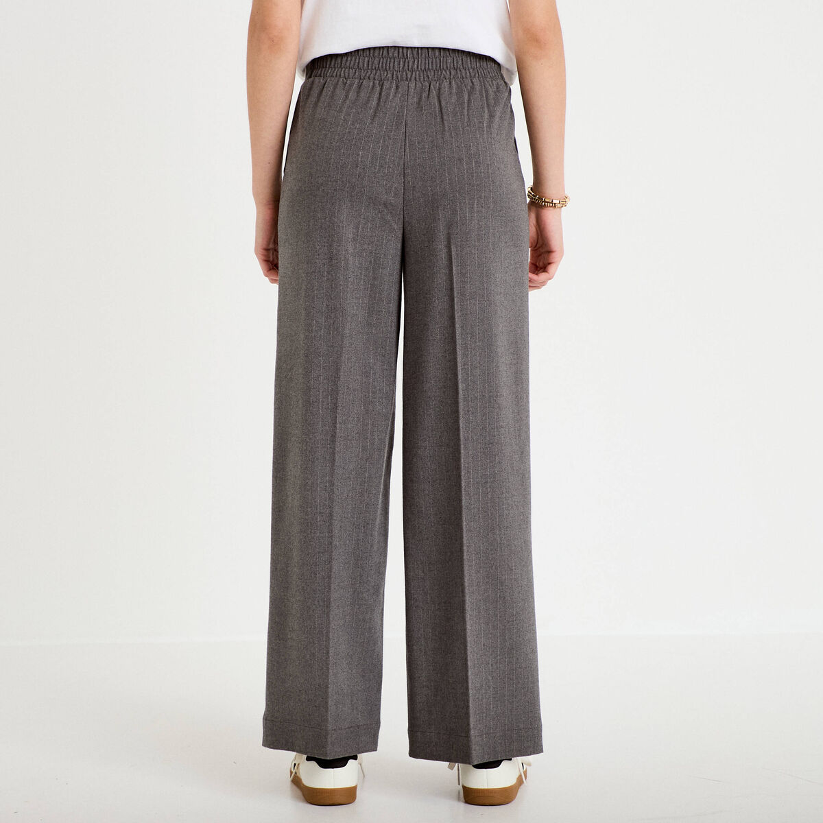 Pantalon large taille standard gris femme