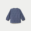 Blouse brod&eacute;e col mao manches 3/4 bleu gris femme