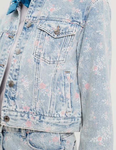 Veste droite en jean rose clair femme