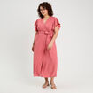 Robe longue évasée cache-coeur vieux rose femme