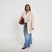 Manteau droit mi-long bouclettes beige femme