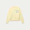 Gilet ample col rond manches longues jaune clair femme
