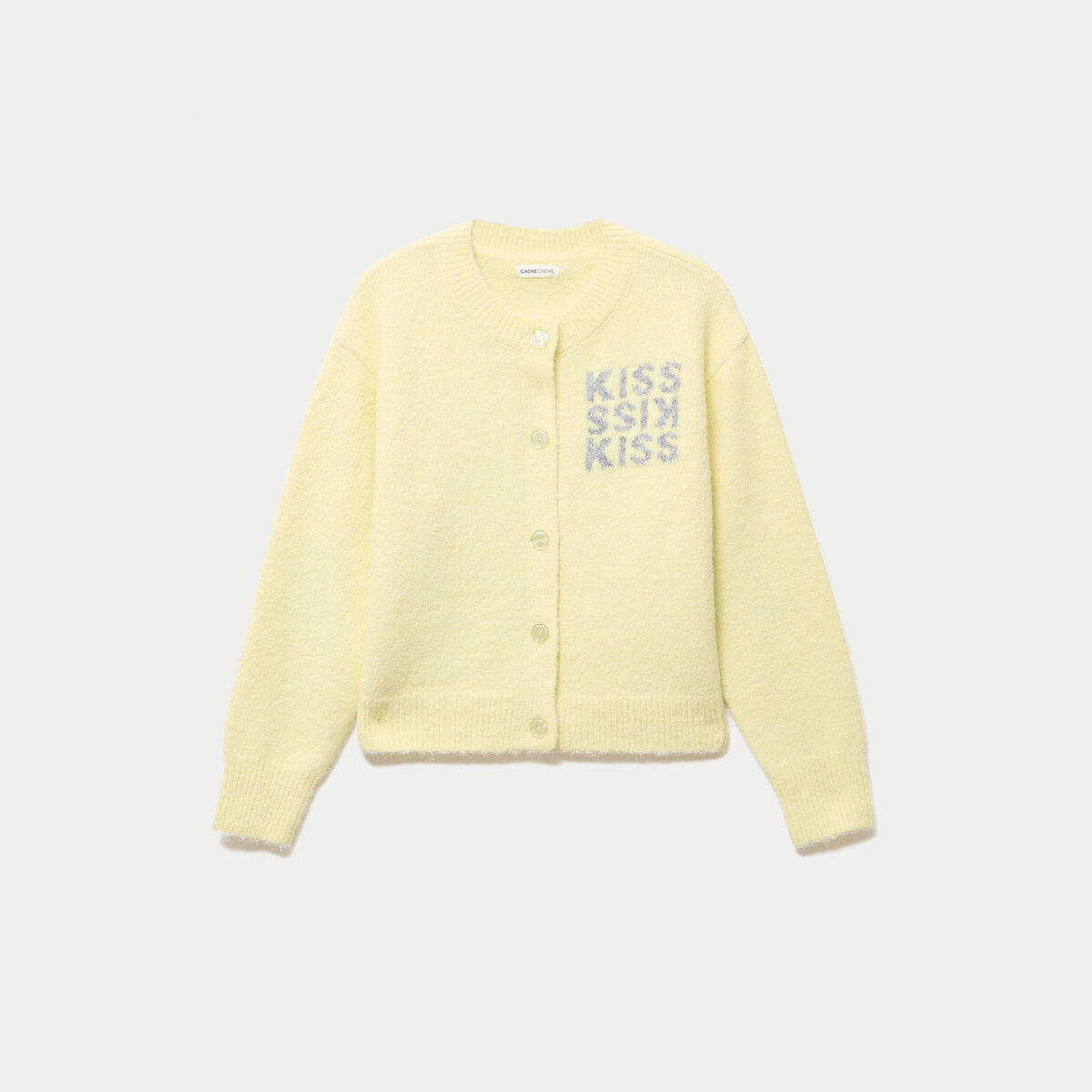 Gilet ample col rond manches longues jaune clair femme