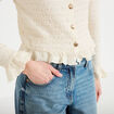 Gilet col rond manches longues ecru femme
