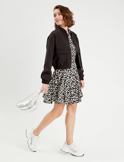 Robe chemise patineuse noir femme