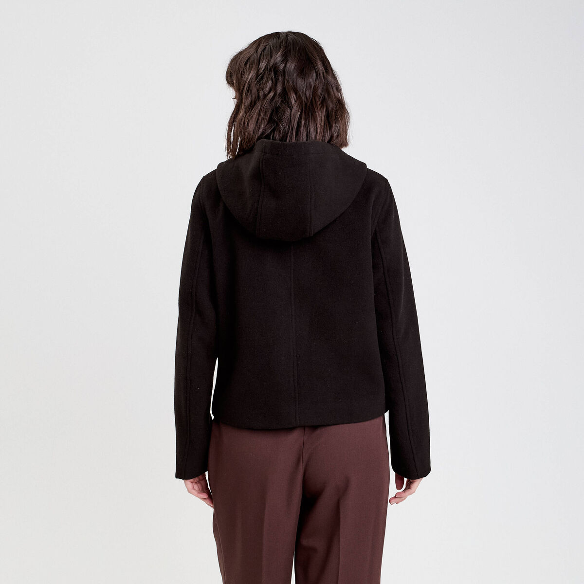 Manteau style dufflecoat noir femme