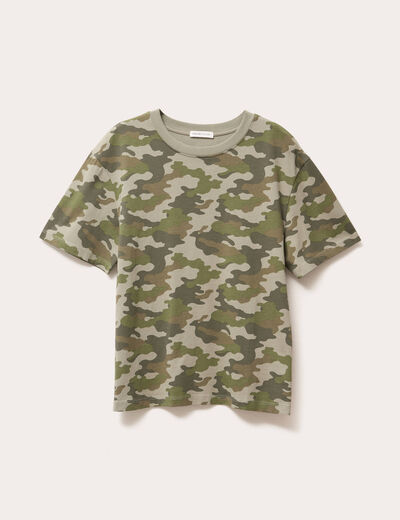 T-shirt manches courtes vert kaki femme