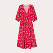 Robe longue évasée fluide rouge femme