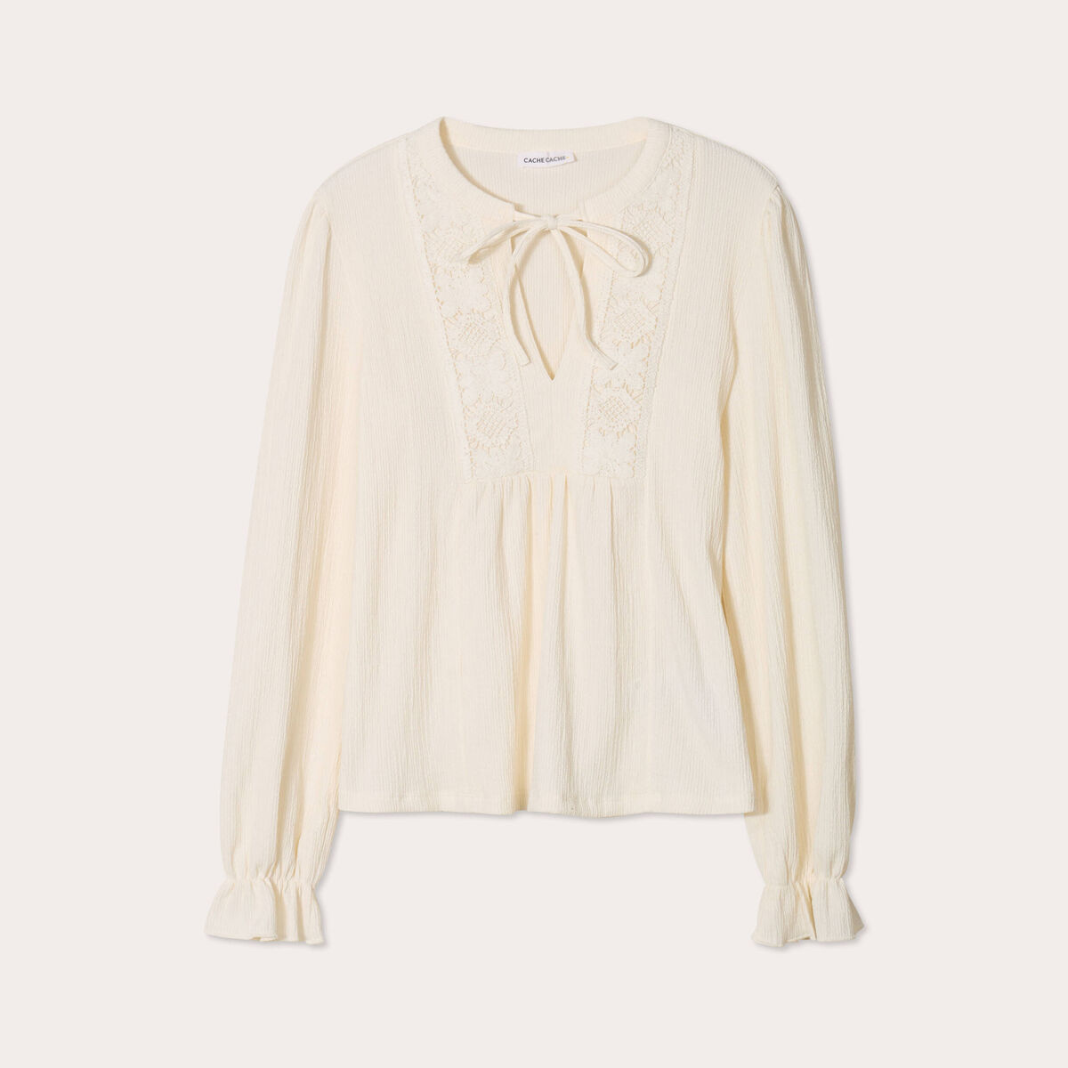 Blouse manches longues ecru femme