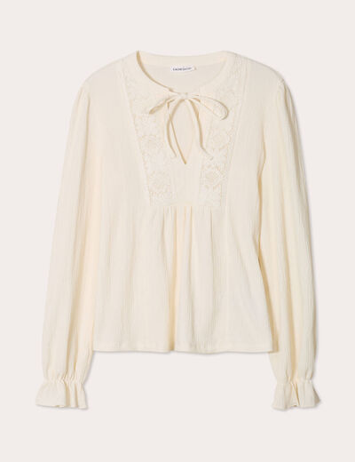 Blouse manches longues ecru femme