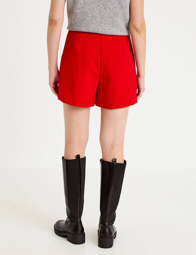 Jupe-short droite fentes rouge femme