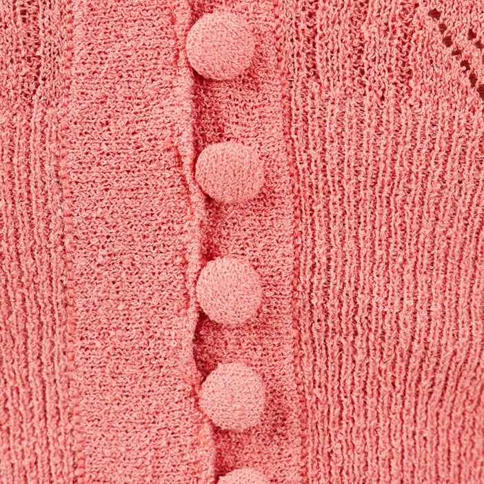 Gilet court boutonné rose saumon femme
