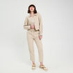 Pantalon carotte contenant du lin beige femme