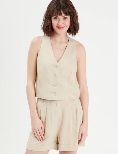 Veston sans manches beige femme