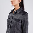 Chemise manches longues denim gris femme