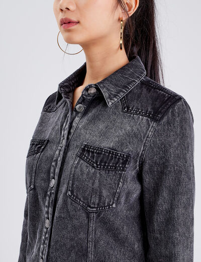 Chemise manches longues denim gris femme