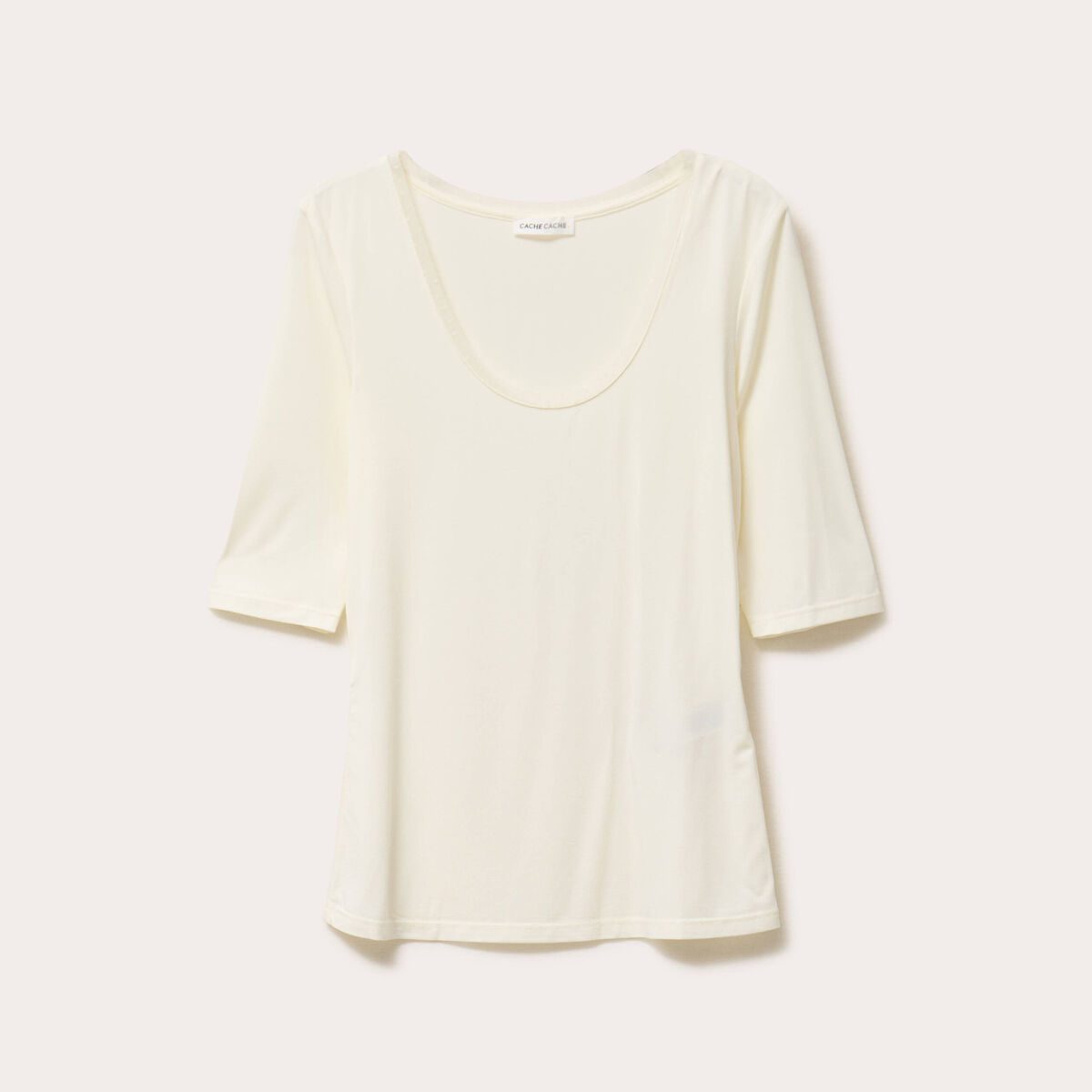 T-shirt thermique manches courtes ecru femme