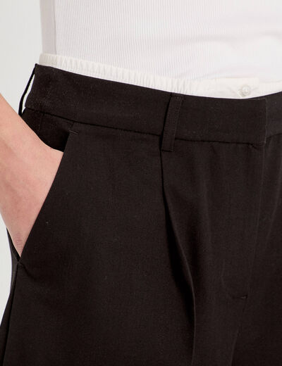 Pantalon large à pinces noir femme