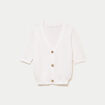 Gilet col v manches courtes ecru femme