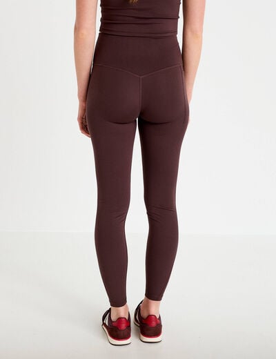 Leggings taille haute marron fonc&eacute; femme